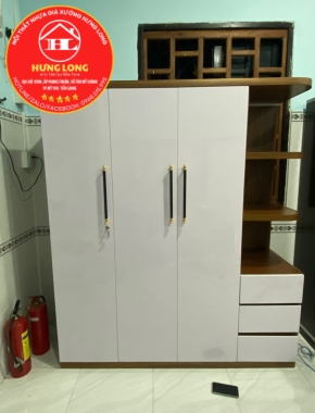 Tủ áo 3 cánh 1 kệ nhựa cao cấp vincoplast  màu hy38 kết hợp vc01 giá rẻ chợ gạo 