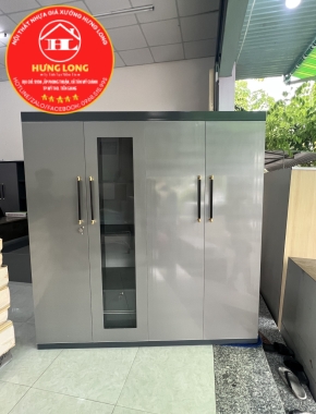 Tủ áo 4 cánh gắn kiếng màu vc35 kết hợp vc01 giá rẻ chợ gạo 