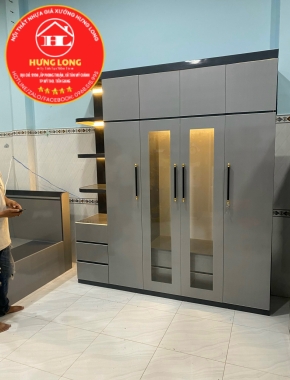 Tủ áo 2 tầng cánh gắn kiếng giá rẻ Mỹ tho