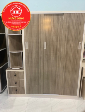 Tủ áo 3 cánh 1 kệ cửa lùa trục gương xoay giá rẻ chợ gạo