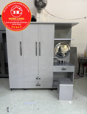 Tủ áo xám kết hợp bàn trang điểm giá rẻ Mỹ Tho