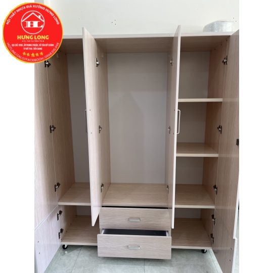 Tủ áo 4 cánh màu sồi trắng giá rẻ Mỹ tho 