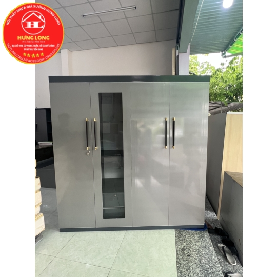 Tủ áo 4 cánh gắn kiếng màu vc35 kết hợp vc01 giá rẻ chợ gạo 