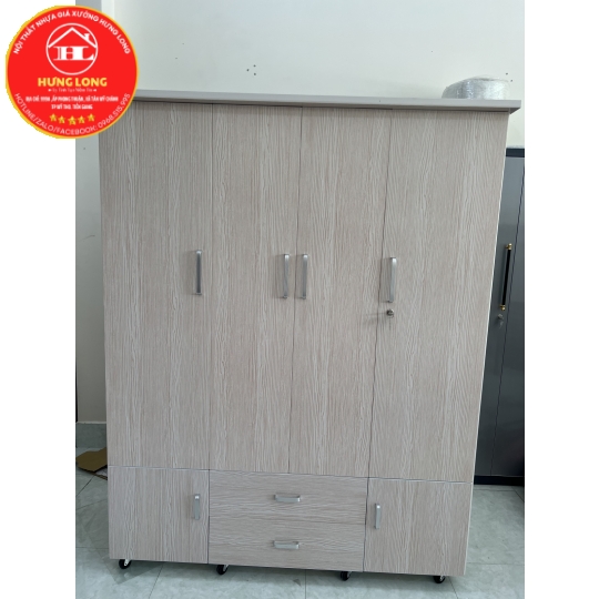 Tủ áo 4 cánh màu sồi trắng giá rẻ Mỹ tho 