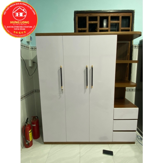 Tủ áo 3 cánh 1 kệ nhựa cao cấp vincoplast  màu hy38 kết hợp vc01 giá rẻ chợ gạo 