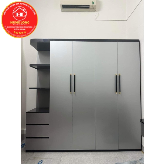 Tủ áo 4 cánh 1 kệ nhựa cao cấp vincoplast giá rẻ Mỹ tho 