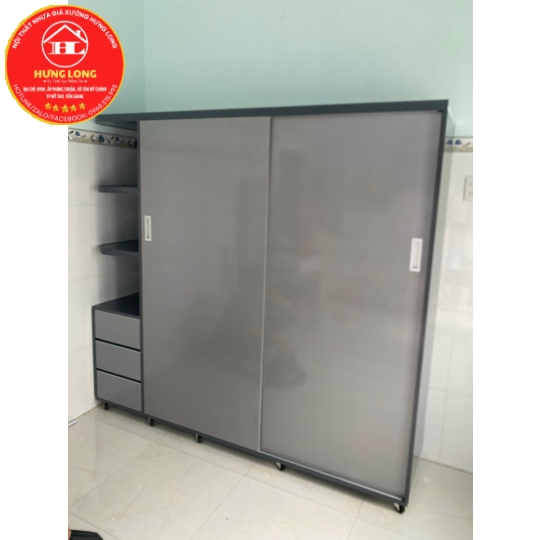 Tủ áo cửa lùa nhựa cao cấp vincoplast màu vc35 kết hợp vc19.