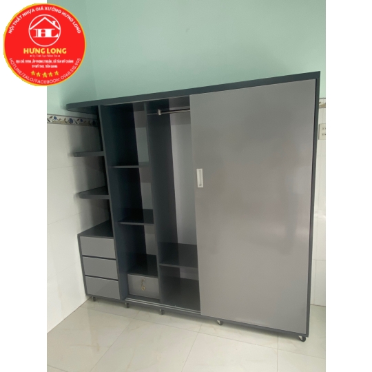 Tủ áo cửa lùa nhựa cao cấp vincoplast màu vc35 kết hợp vc19.