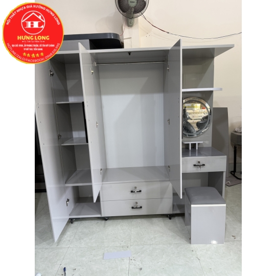 Tủ áo xám kết hợp bàn trang điểm giá rẻ Mỹ Tho