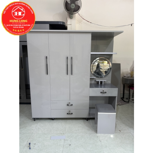 Tủ áo xám kết hợp bàn trang điểm giá rẻ Mỹ Tho